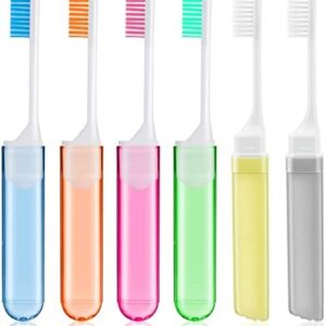 WLLHYF Paquete de 6 cepillos de dientes de viaje, cepillo de dientes plegable de cerdas