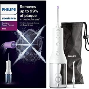 Philips Sonicare Irrigador oral Power Flosser 3000 sin cable con tecnología Quad Stream y