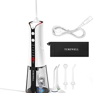 Irrigador dental eléctrico TUREWELL, limpiador interdental con 6 modos y 5 boquillas, IPX7