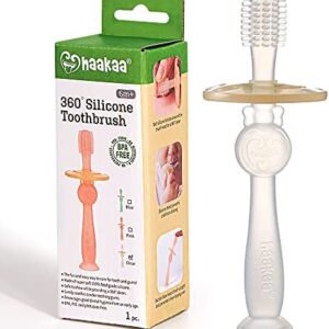 haakaa Cepillo de dientes para bebés de 360 ° con base de succión Cepillo de dientes de