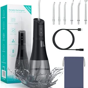 Irrigador Bucal Portatil Profesional, Sanpintech Irrigador Dental con 6 Boquillas 5 Modos,