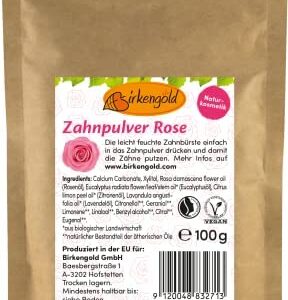 Birkengold Bolsa de recambio de polvo de dientes rosa de 100 g, protege el esmalte de los
