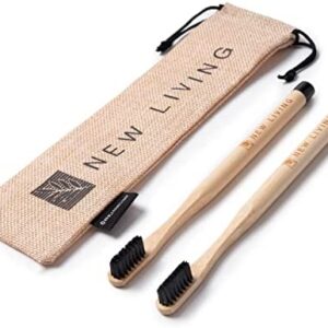 Cepillo de dientes de bambú | 2 unidades con funda de transporte | Producto ecológico, sin