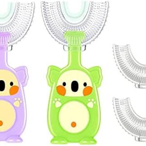 2 Cepillos de Dientes para Bebe en Forma de U, Diseño de Limpieza de Dientes de 360 ​​°,