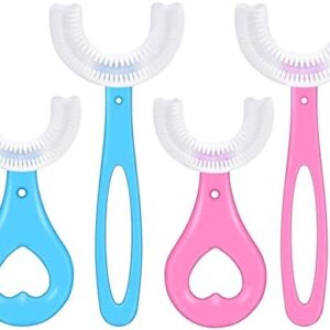 4pcs Cepillo de dientes para niños Limpieza completa 360 grados en forma de U Cepillo de