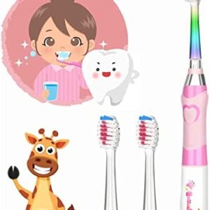 Seago - Cepillo de dientes eléctrico para niños, con batería, suave, con temporizador,