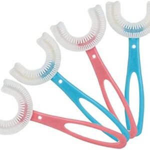 LAMXIN 4 Cepillo dientes infantil, cepillo de dientes en forma de U para niños, cabezal de