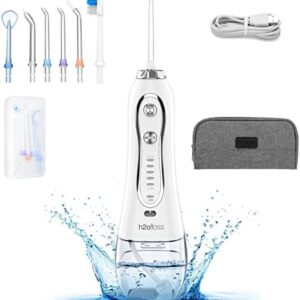 Irrigador Bucal Portatil, H2ofloss Irrigador Dental con 6 Boquillas 5 Modos, IPX7