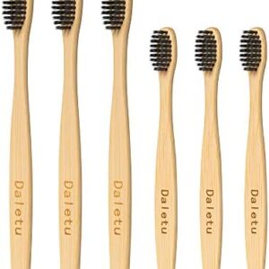 Cepillo de dientes de bambú, 6 piezas de cepillos de dientes para bebés y adultos, paquete