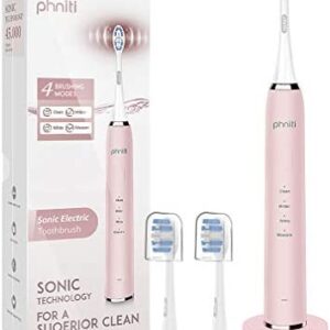 Phniti Cepillo de Dientes Eléctrico, cepillo de dientes recargable por USB, temporizador