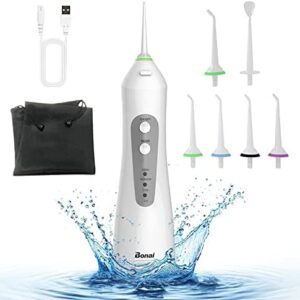Irrigador Bucal Portátil Profesional, BONAI Irrigador Dental con 3 Modos 6 Boquillas