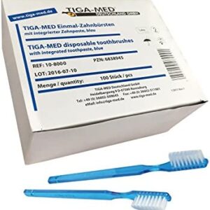 TIGA Med - Cepillo de dientes con pasta integrada (100 unidades), color azul