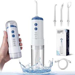 Megainvo Irrigador Bucal Portatil Profesional, Irrigador Dental con 3 Boquillas y 4 Modos,
