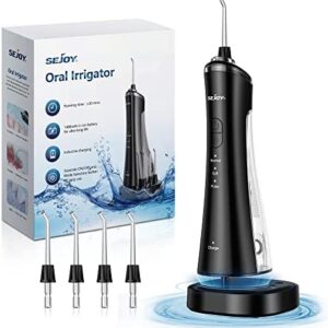 Sejoy Irrigadores Bucales, Irrigador Bucal Portatil de Viaje, con Estación de Carga,