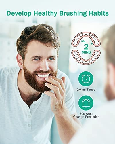 Initio Cepillo de dientes eléctrico, 5 modos con temporizador inteligente, 8 cabezales de - Imagen 8