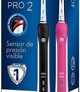 Oral-B PRO 2 CrossAction Cepillos de Dientes Eléctricos (Pack de 2) con Mangos