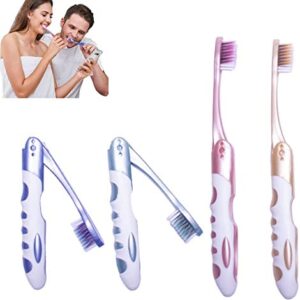 4 PCS Cepillo de Dientes de Viaje Plegable, cepillos de dientes de viaje con estuche para