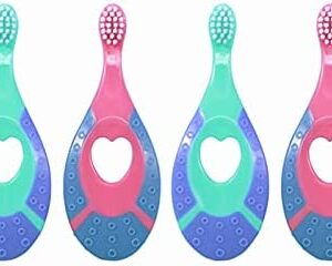 Voarge Pack 4 Unidades Cepillo de dientes para bebé 0-3 años, El cepillo de dientes
