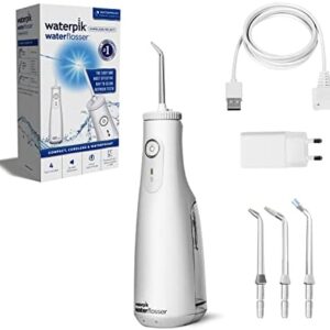 Waterpik irrigador dental inalámbrico blanco, elimina la placa y mejora la salud de las