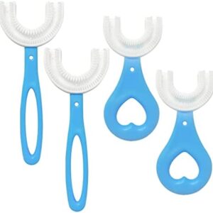 QASIMOF 4 cepillos de dientes en forma de U para niños con cerdas de silicona, cabezal de
