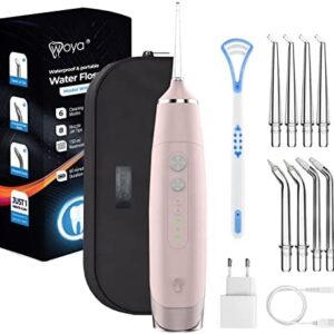 Woya Juego de irrigador bucal WH200 para limpieza dental profesional con 6 modos de