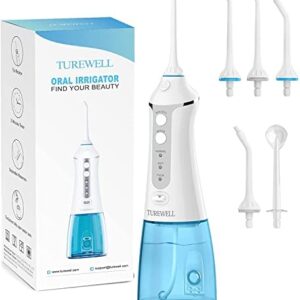 TUREWELL FC1591 Irrigador Dental Profesional, 300ml Irrigador Bucal Portátil USB