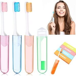 4 cepillos de dientes de viaje plegables, cepillos de dientes de viaje con estuche para