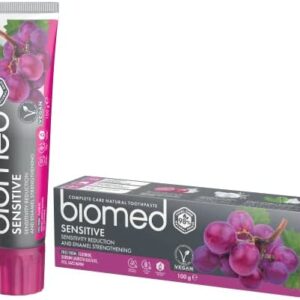 Pasta de dientes natural Biomed Sensitive con Extracto de Semilla de Uva Roja. Reduce la