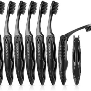 8 Paquetes Cepillos de Dientes Plegables de Viaje Negros de Envueltos Individualmente para