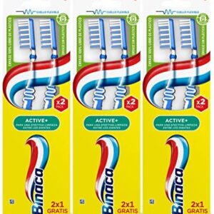Binaca Active +, Cepillo de Dientes Medio, para Efectiva Limpieza entre los Dientes,