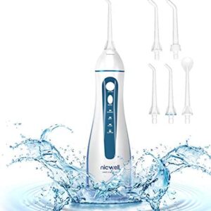 Hidropulsador dental portátil – Irrigador oral profesional, IPX7, impermeable, 5 boquillas