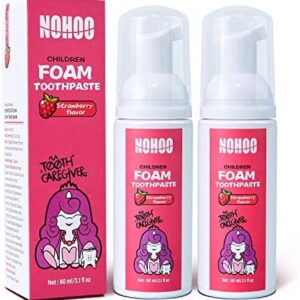 NOHOO Pasta de dientes en espuma para niños con sabor a frutas, fórmula natural sin flúor,