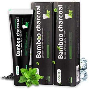 2 Piezas Dentífrico natural premium blanqueador de dientes con carbón activado de bambú–