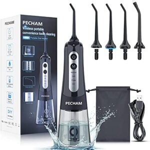 Irrigadores Bucales - PECHAM Irrigador Dental Inalámbrico Portátil con 4 Boquillas 4 Modos