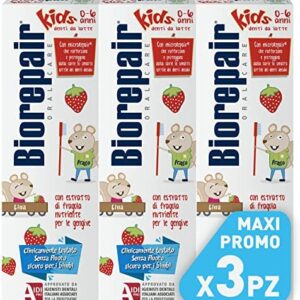 Biorepair, Pasta de dientes Kids 0-6 años, pasta de dientes para niños, sin flúor, sabor