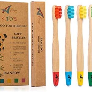 Cepillos de dientes de bambú para niños | Orgánico y Ecológico | Paquete de 5 en colores