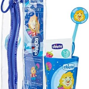 Chicco - Estuche Cepillo de Dientes para Niños con Vaso, Cerdas Suaves, Agarre Ergonómico,