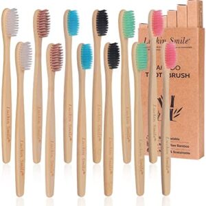 Cepillos de Dientes de Bambú, LuckinSmile Pack 12 Cepillo de Dientes en 6 Colores para