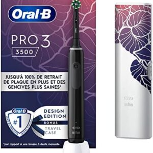 Oral-B Pro 3 3500 cepillo de dientes eléctrico negro, 1 estuche de viaje, 1 cepillo