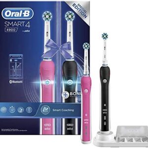 Oral-B Smart 4 Cepillos de Dientes Eléctricos (Pack de 2) con Mangos Recargables,