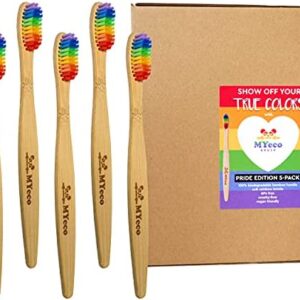 Cepillo de Dientes de Bambú Ecológico Paquete de 5 Cepillos con Cerdas Suaves, MyEcoBrush