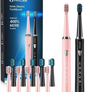 Sonic - Cepillo de dientes eléctrico (2 cepillos de dientes sónicos, 2 cepillos de dientes