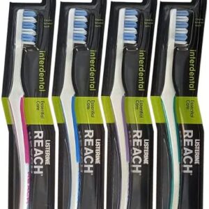 REACH Essential Care Interdental Medio Cepillo de dientes, Paquete único x 4, Pleno Head