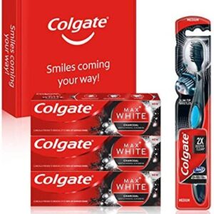 Colgate Kit Blanqueante al Carbón con Pasta de Dientes Blanqueante Max White Carbón (Pack