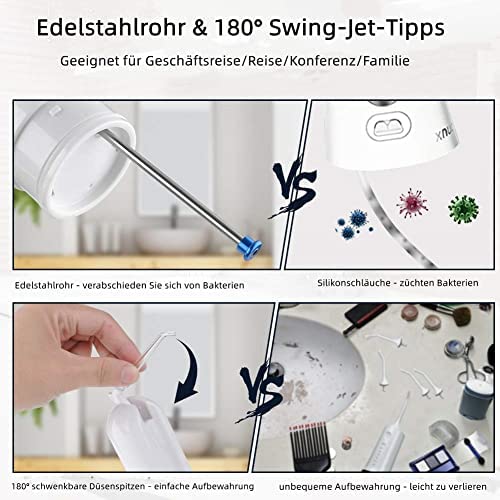 GEEDIAR Irrigador Bucal, Irrigador Dental Portátil USB Recargable Eléctrico Inalámbrico - Imagen 4