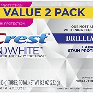 Crest 796913 3D Brilliance Blanco Vibrante Pasta de dientes de menta, Paquete de 2