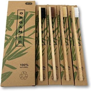EKNA Juego de 4 cepillos de dientes de bambú – cepillos de dientes de bambú – 2 cepillos