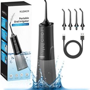 Irrigador Dental Portátil，Irrigador Bucal KUSKER con 5 Nuevos Modos, 4 Puntas de chorro