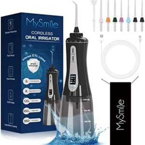 MySmile Potente irrigador bucal inalámbrico para agua dental portátil con pantalla OLED 5