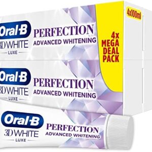 Oral-B Pasta de Dientes 3D White Luxe Perfección, Blanqueante y Quitamanchas (4 x 100ml),